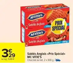 Carrefour Mc vitie's - sablés anglais prix spécial offre