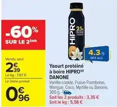 Carrefour Danone - yaourt protéiné à boire hipro offre