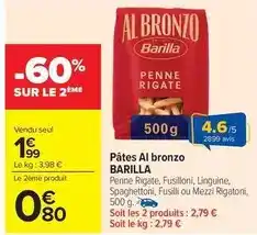 Carrefour Barilla - pâtes al bronzo offre