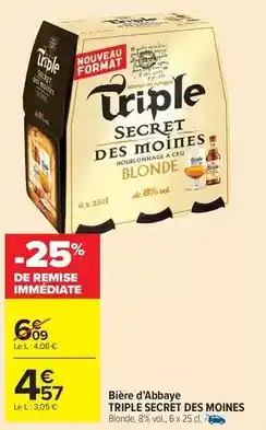 Carrefour Secret des moines - bière d'abbaye offre