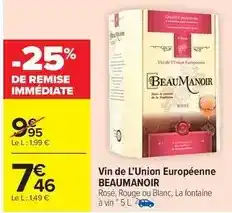 Carrefour Vin de l'union européenne offre