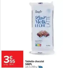 Carrefour Simpl - tablette chocolat offre