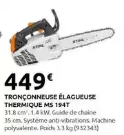 Rural Master Stihl - tronçonneuse élagueuse thermique ms 194t offre