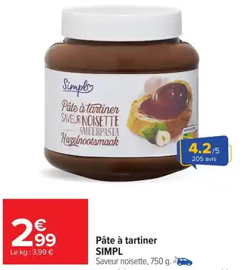 Carrefour Market SIMPL Pâte à tartiner offre