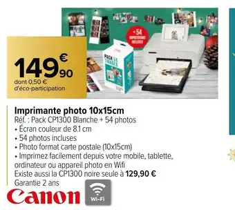 Carrefour Imprimante Photo 10x15 cm offre