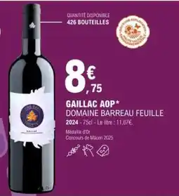 E.Leclerc GAILLAC AOP DOMAINE BARREAU FEUILLE offre