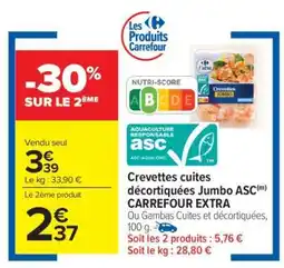 Carrefour Market Crevettes cuites décortiquées Jumbo ASC CARREFOUR EXTRA offre