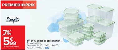 Carrefour Market Lot de 17 boîtes de conservation E offre