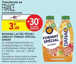Intermarché Boisson lactée pêche,abricot format spécial danao offre