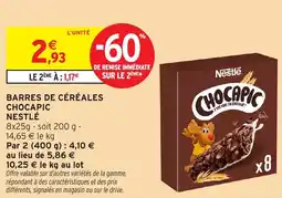 Intermarché Barres de céréales chocapic nestlé offre