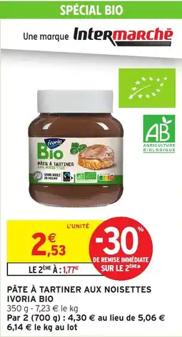 Intermarché Pâte à tartiner aux noisettes ivoria bio offre