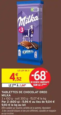 Intermarché Tablettes de chocolat oreo milka offre