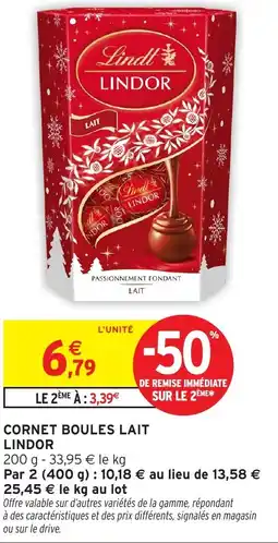 Intermarché Cornet boules lait lindor offre