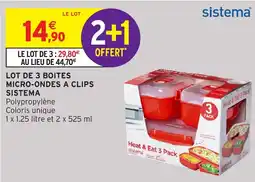 Intermarché Lot de 3 boites micro-ondes a clips sistema offre