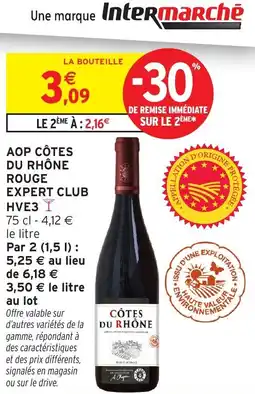 Intermarché Aop côtes du rhône rouge expert club hve3 offre
