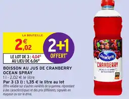 Intermarché Boisson au jus de cranberry ocean spray offre