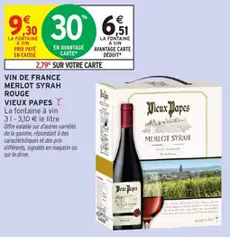 Intermarché Vin de france merlot syrah rouge vieux papes offre