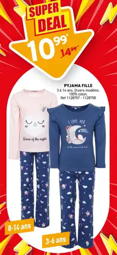 Trafic Pyjama fille offre