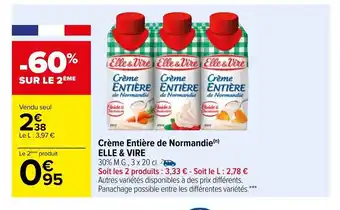 Carrefour Crème Entière De Normandie Elle & Vire offre