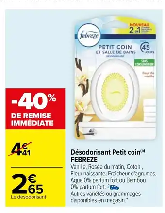 Carrefour Dèsodorisant Petit Coin Febreze offre