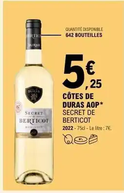 E.Leclerc CÔTES DE DURAS AOP* SECRET DE BERTICOT offre