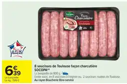 Carrefour Market 8 saucisses de Toulouse façon charcutière offre