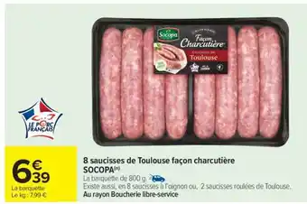 Carrefour Market 8 saucisses de Toulouse façon charcutière offre