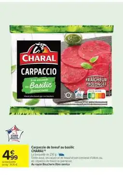 Carrefour Market Carpaccio de boeuf au basilic CHARAL offre
