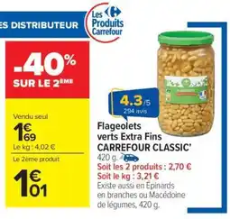 Carrefour Market Flageolets verts Extra Fins CARREFOUR CLASSIC’ offre