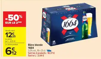 Carrefour Market Bière Blonde 1664 offre