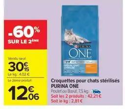 Carrefour Market Croquettes pour chats stérilisés PURINA ONE offre