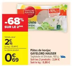 Carrefour Market Pâtes de konjac GAYELORD HAUSER offre