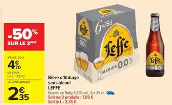Carrefour Market Bière d'Abbaye sans alcool LEFFE offre