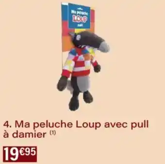 Monoprix Ma peluche loup avec pull à damier offre