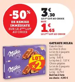 Hyper U Gateaux milka offre