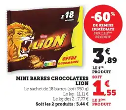 Hyper U Mini barres chocolatees lion offre