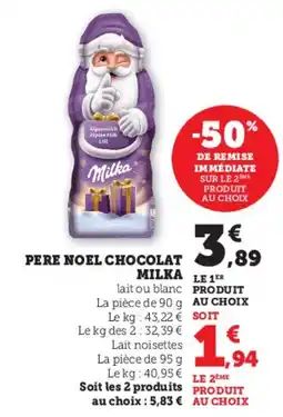 Hyper U Pere noel chocolat milka offre