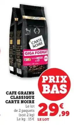 Hyper U Cafe grains classique carte noire offre