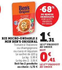 Hyper U Riz micro-ondable 2 min ben's original offre