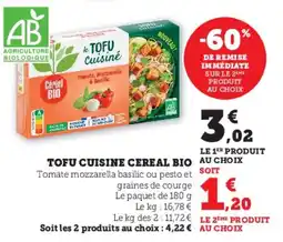 Hyper U Tofu cuisine cereal bio offre