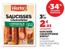 Hyper U Saucisses charcutieres herta offre