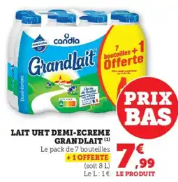 Hyper U Lait uht demi-ecreme grandlait offre