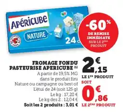 Hyper U Fromage fondu pasteurise apericube offre