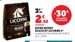 Hyper U Biere brune black by licorne 6° offre