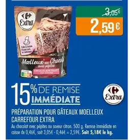 Match Carrefour Extra Préparation pour gâteaux moelleux offre