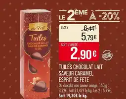 Match ESPRIT DE FÊTE Tuiles chocolat lait saveur caramel offre
