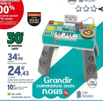 Intermarché Ma table d’activités de DJ FISHER-PRICE offre