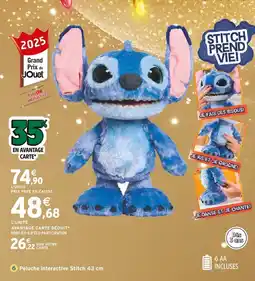 Intermarché Peluche interactive Stitch 43 cm STITCH offre