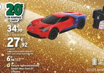 Intermarché SPIDER-MAN Voiture radiocommandée Spider-Man Ford GT 1/16ème offre