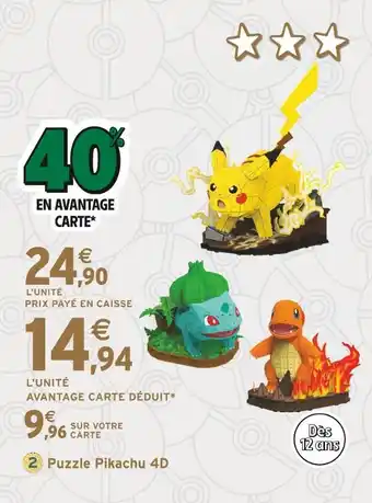 Intermarché POKEMON Puzzle Pikachu 4D offre